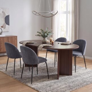 Robyn 180x90cm Walnut Dining Table & 4 Freya Steel Blue Dining Chairs