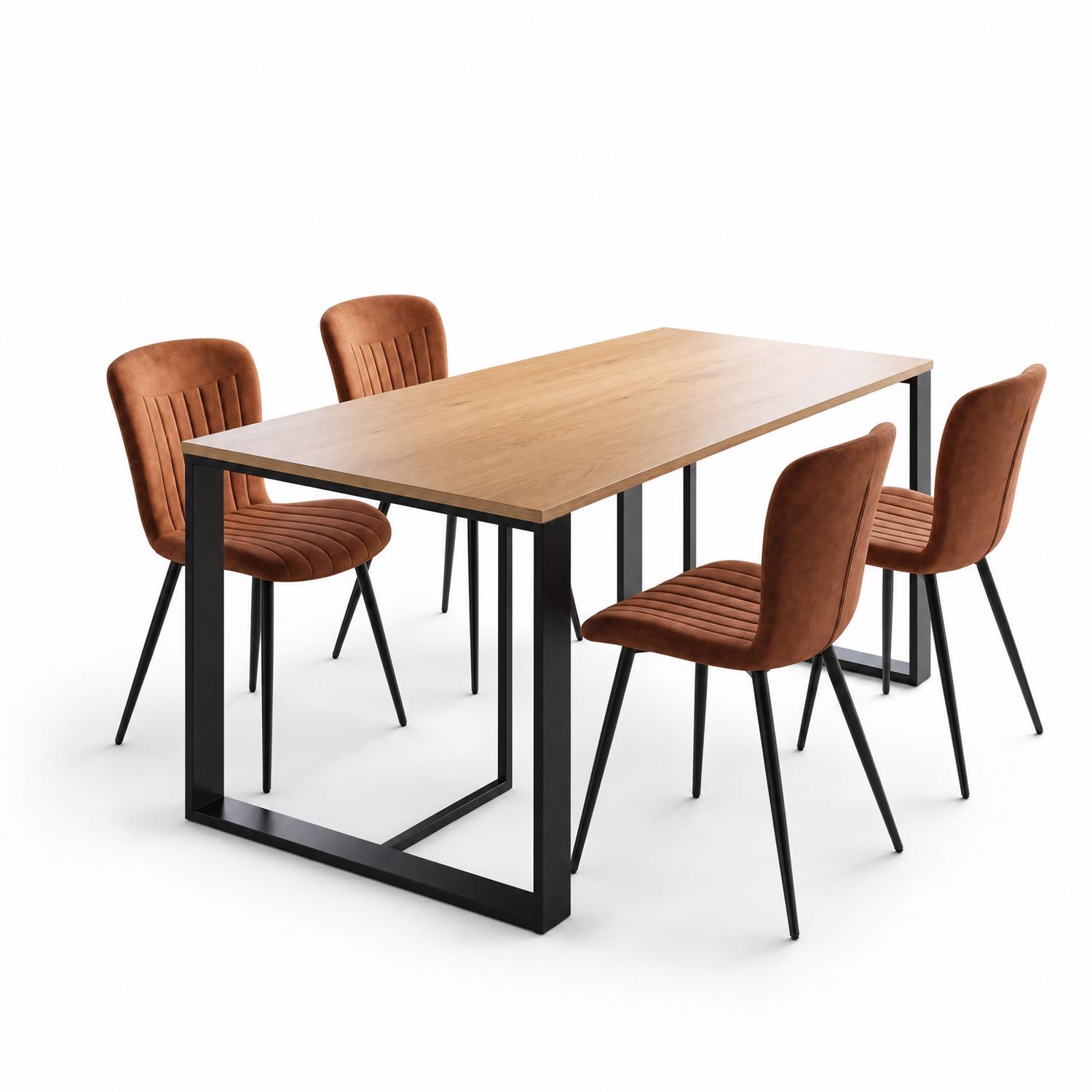Willow 140cm x 80cm Natural Oak Dining Table & 4 Grace Chestnut Dining Chairs - Image 2