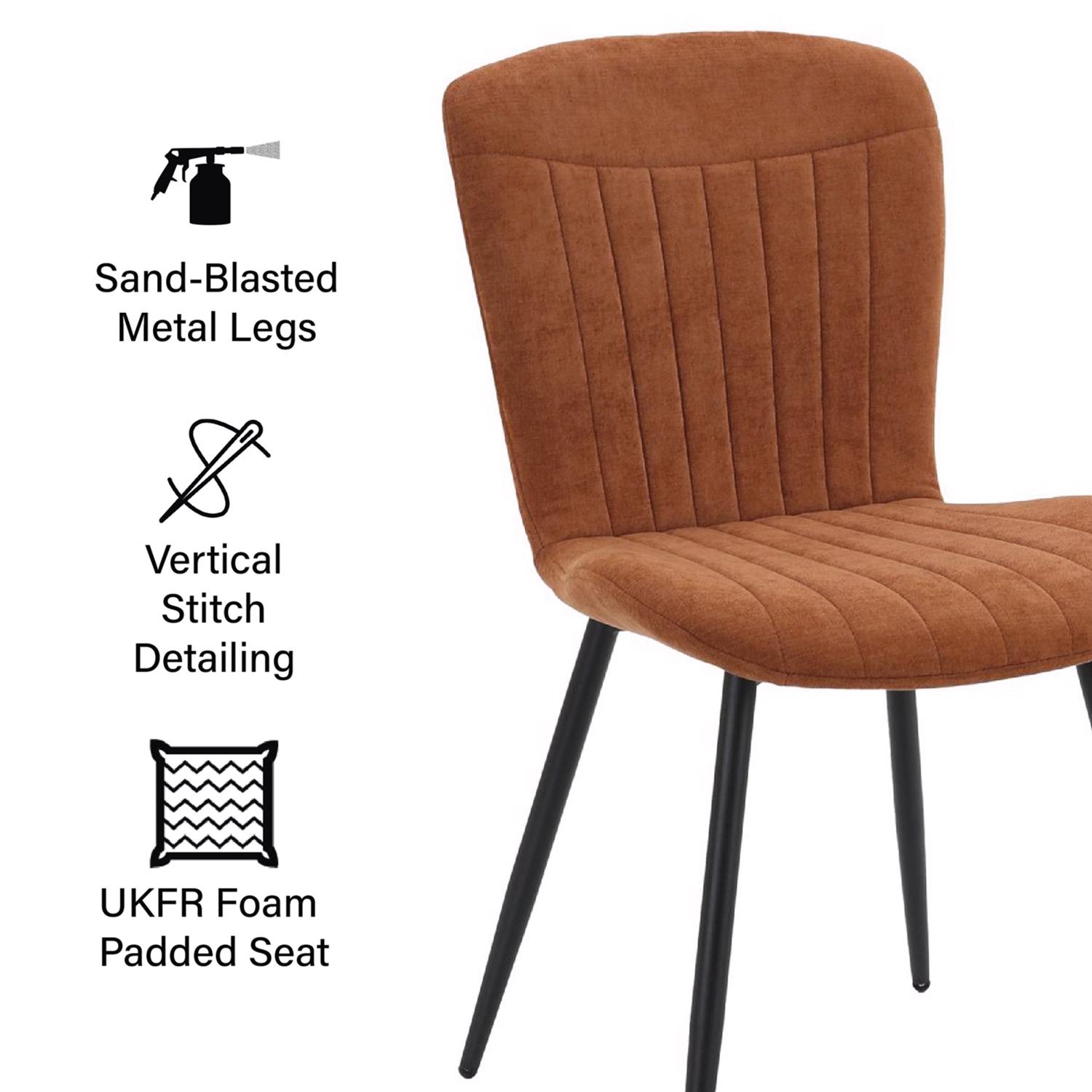 Erin 120cm Round Walnut Dining Table & 4 Grace Chestnut Dining Chairs - Image 7