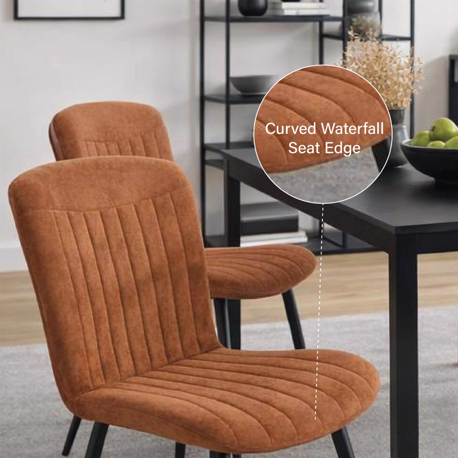 Erin 120cm Round Walnut Dining Table & 4 Grace Chestnut Dining Chairs - Image 6