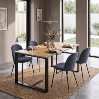 Willow 140cm x 80cm Natural Oak Dining Table & 4 Freya Steel Blue Dining Chairs