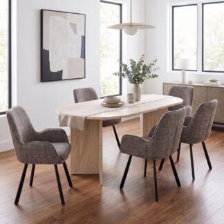 Robyn 180x90cm Travertine Dining Table & 4 Amelia Brown Dining Chairs