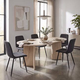 Robyn 180x90cm Travertine Dining Table & 4 Evie Grey Dining Chairs