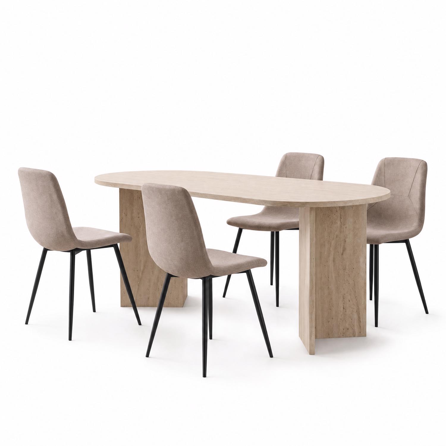 Robyn 180x90cm Travertine Dining Table & 4 Esme Light Brown Dining Chairs - Image 2