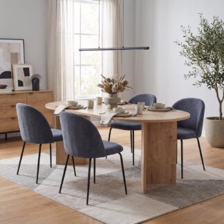 Robyn 180x90cm Oak Dining Table & 4 Freya Steel Blue Dining Chairs