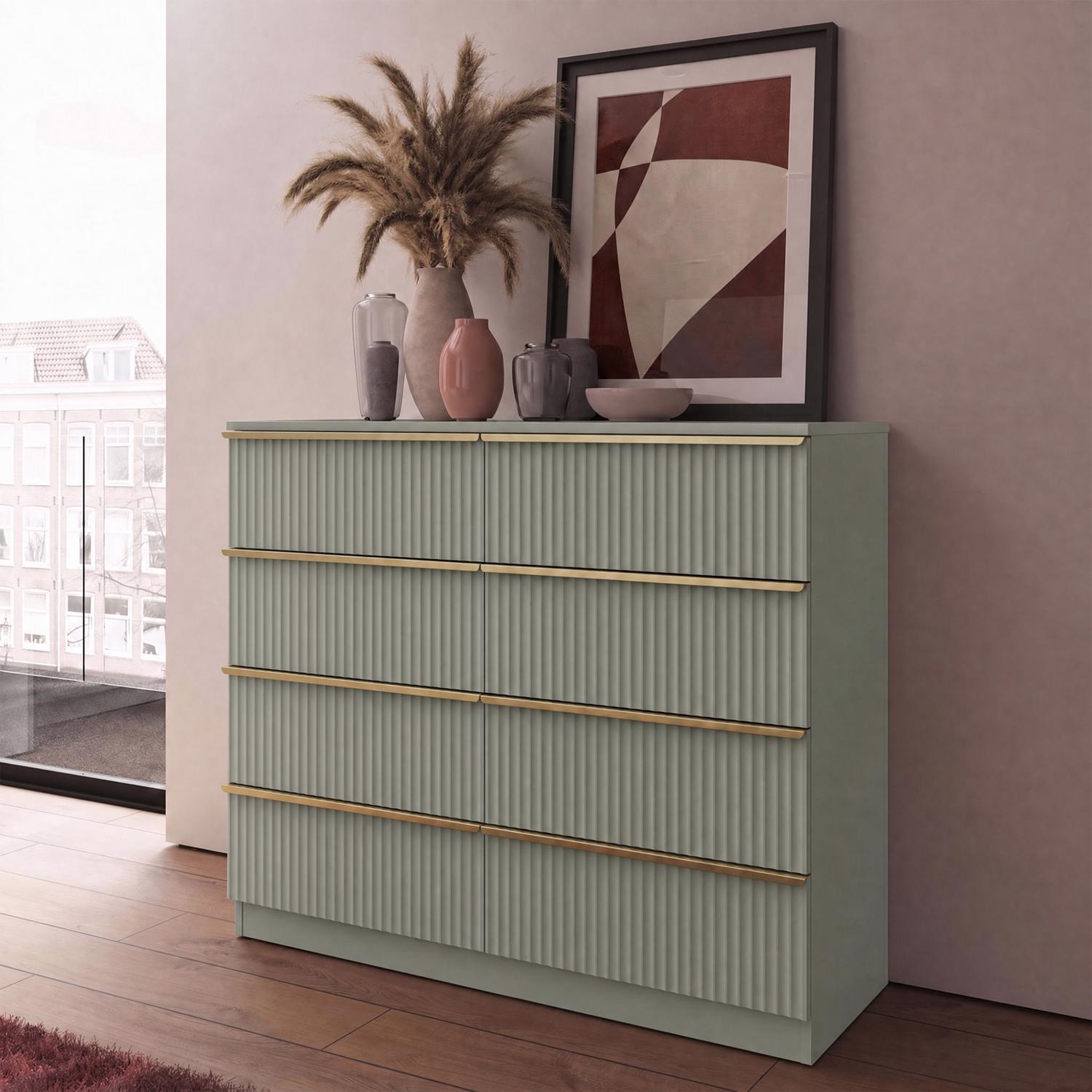 Lania Ripple 8 Drawer Chest Of Drawers Green