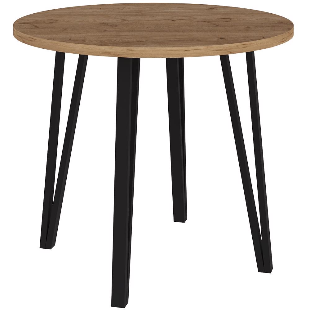 Poppy 90cm Round Natural Oak Dining Table & 4 Esme Light Brown Dining Chairs - Image 3
