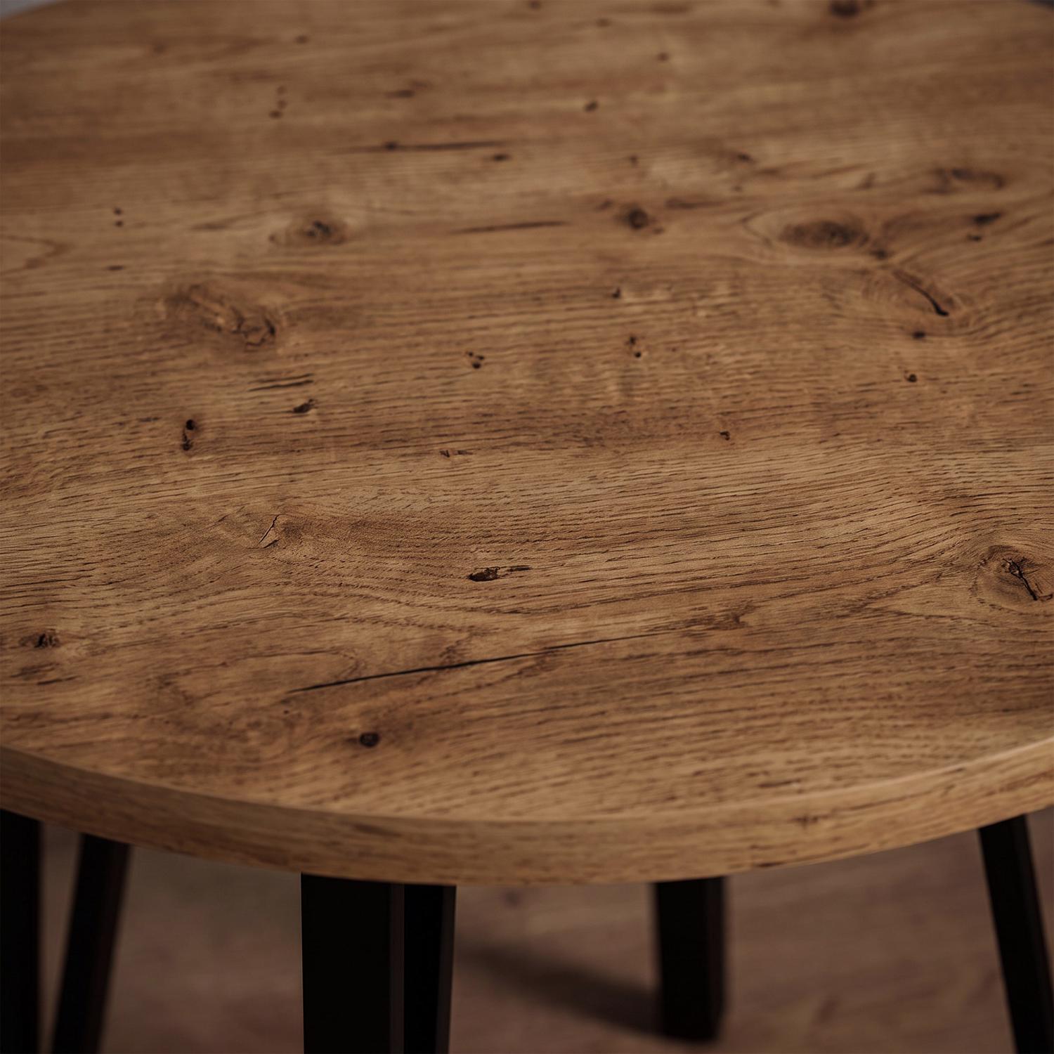 Poppy 90cm Round Natural Oak Dining Table & 4 Esme Light Brown Dining Chairs - Image 4