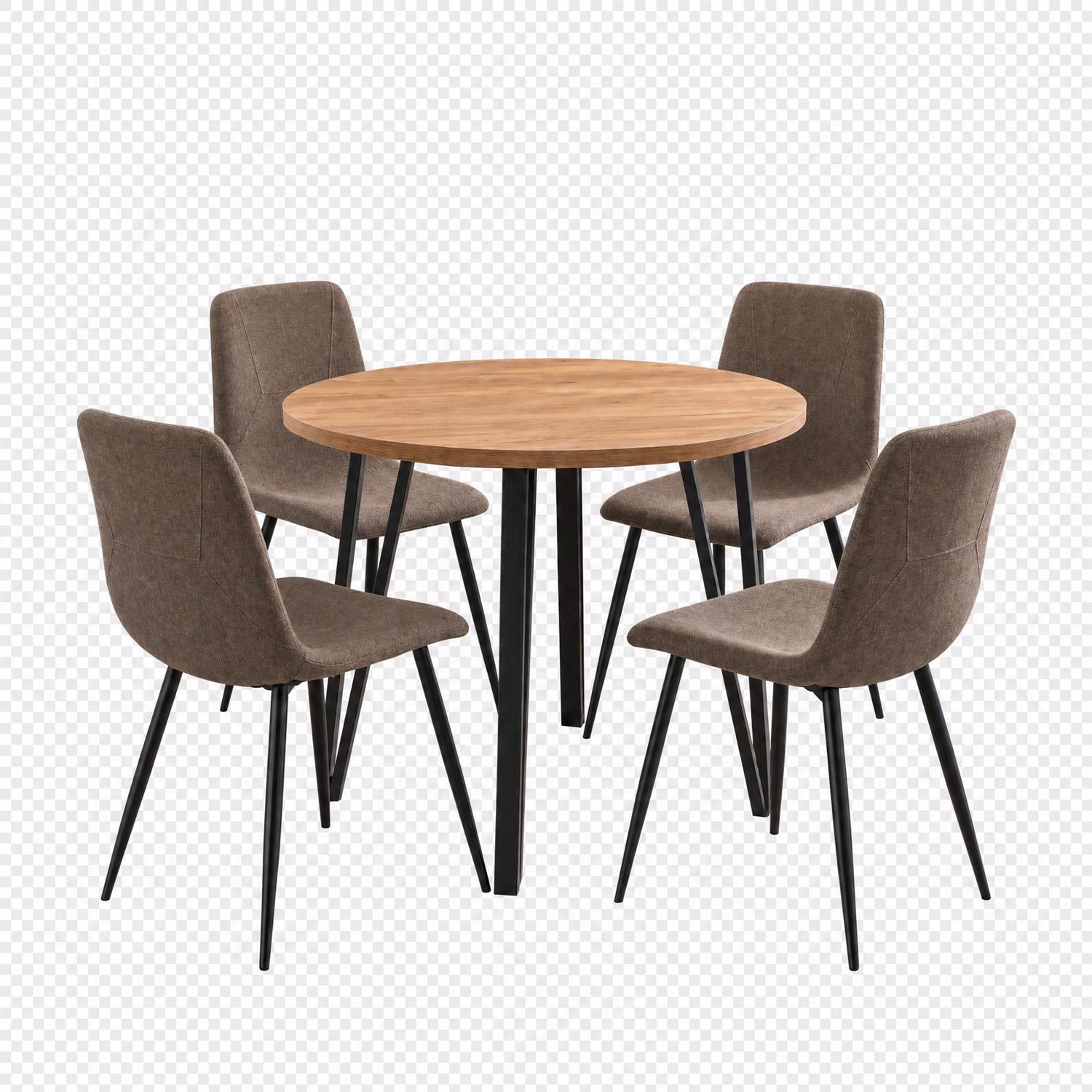 Poppy 90cm Round Natural Oak Dining Table & 4 Esme Dark Brown Dining Chairs - Image 2