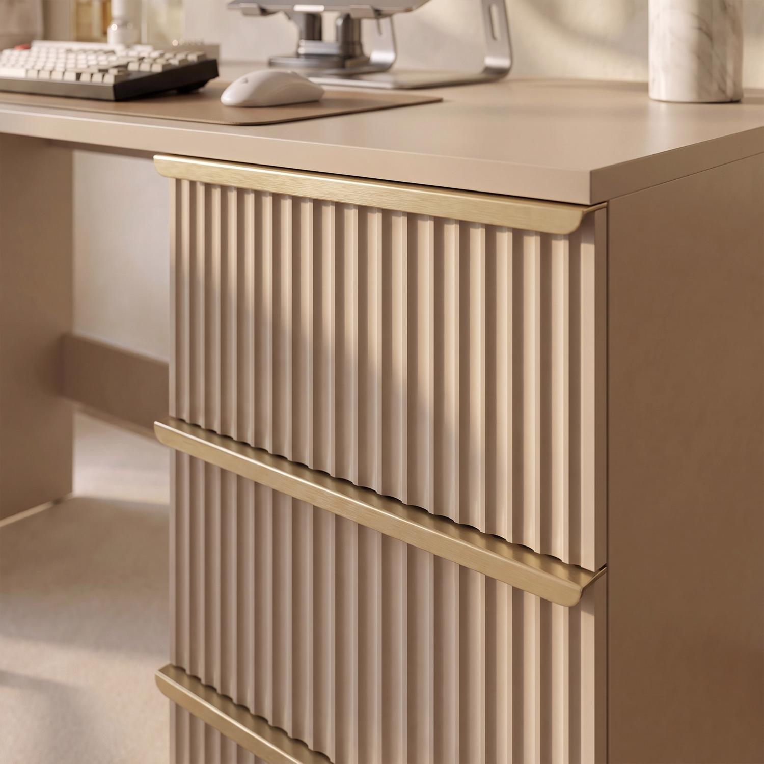 Lania 3 Drawer Dressing Table / Desk - Matt Beige - Image 3