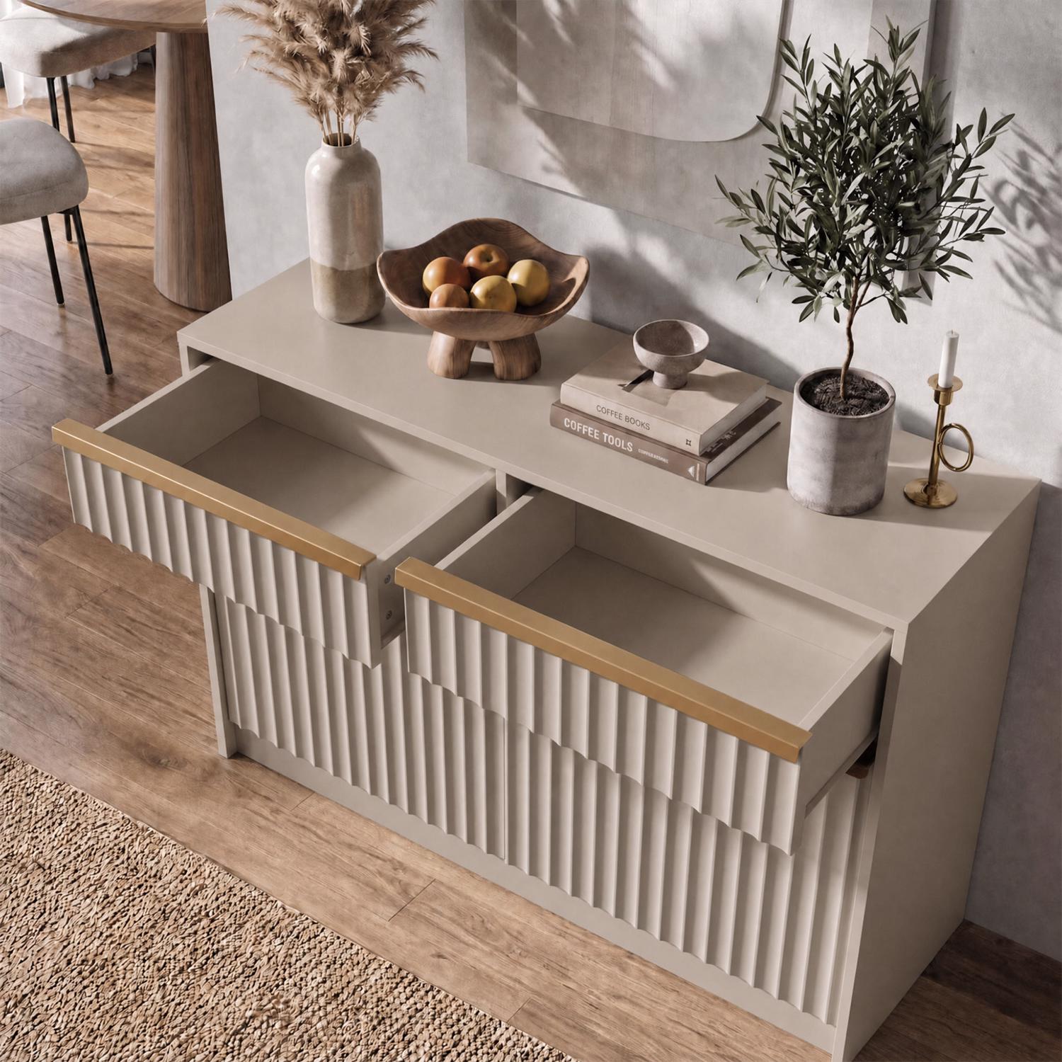 Lania 2 Door 2 Drawer Large Sideboard - Matt Beige - Image 3