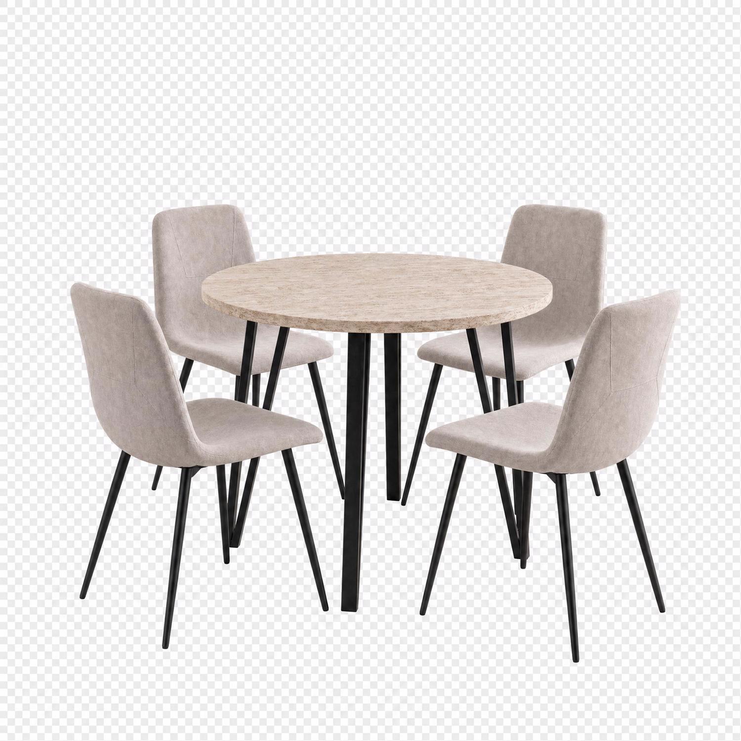 Poppy 90cm Round Travertine Dining Table & 4 Esme Light Brown Dining Chairs - Image 2