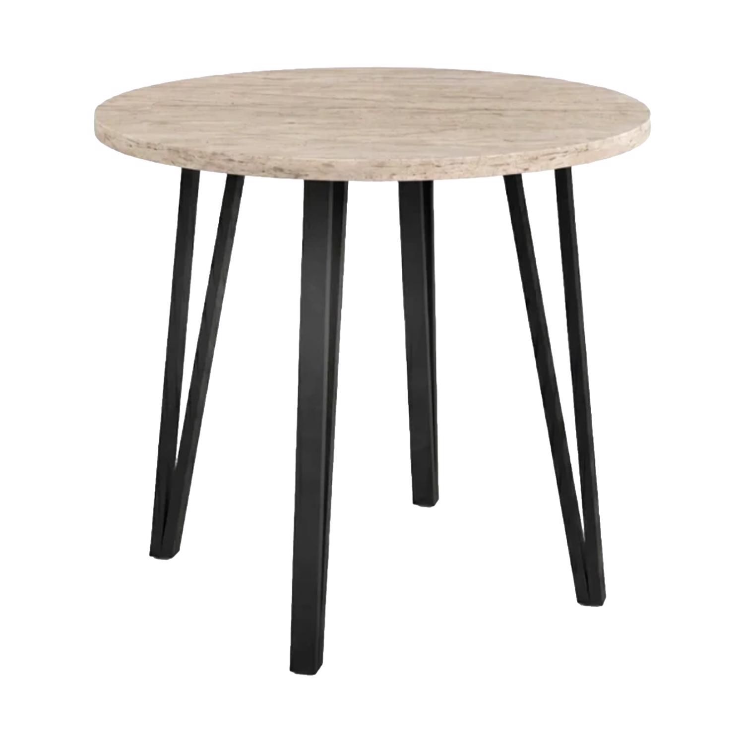 Poppy 90cm Round Travertine Dining Table & 4 Esme Light Brown Dining Chairs - Image 3