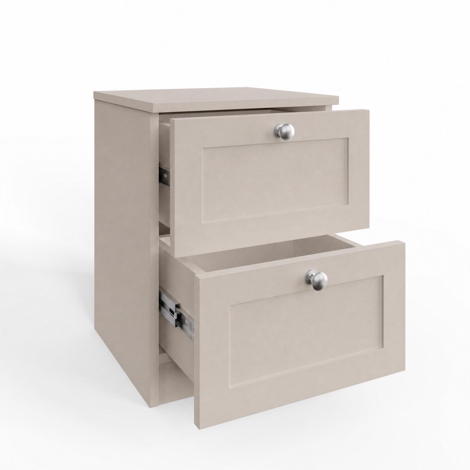 FWStyle Artus Shaker 2 Drawer Bedside Table Nightstand Beige - Image 5