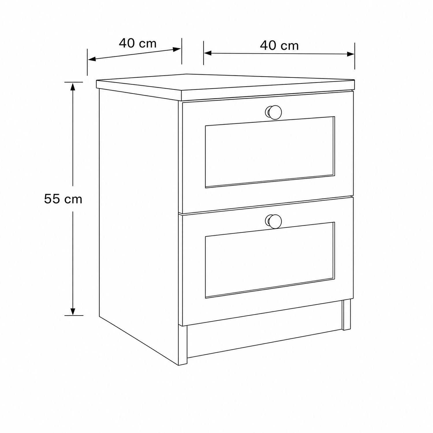 FWStyle Artus Shaker 2 Drawer Bedside Table Nightstand Beige - Image 6