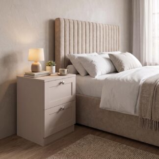 FWStyle Artus Shaker 2 Drawer Bedside Table Nightstand Beige