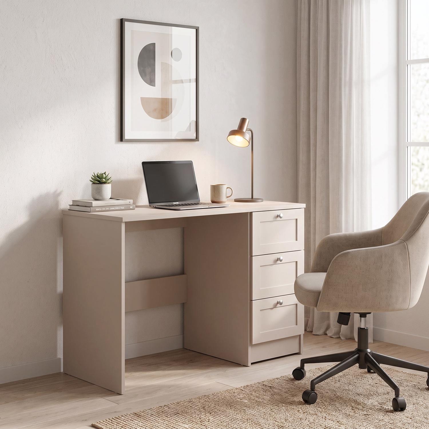 FWStyle Artus 3 Drawer Dressing Table - Beige - Image 3