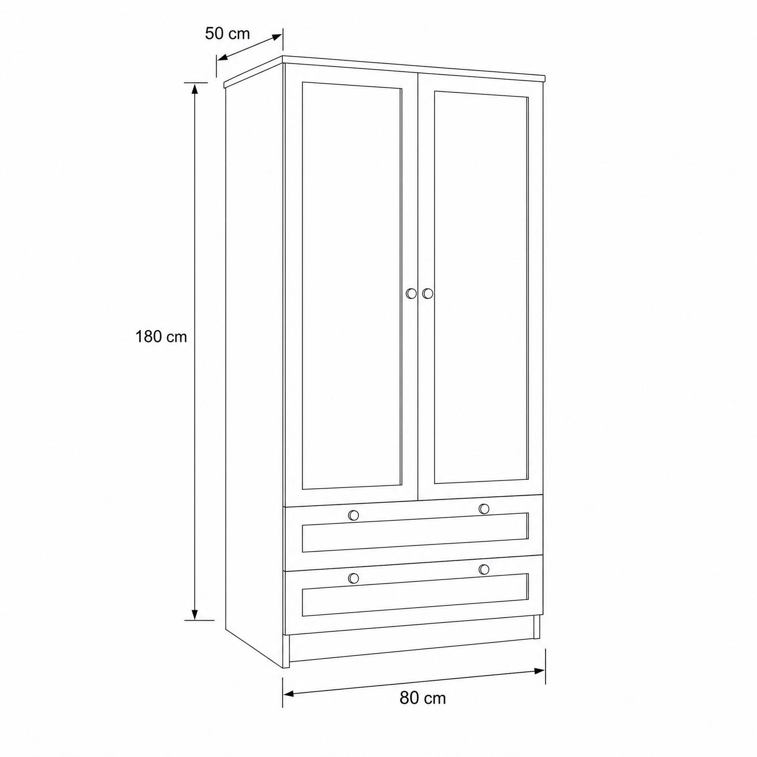 FWStyle Artus Shaker 2 Door 2 Drawer Combination Wardrobe Beige - Image 5