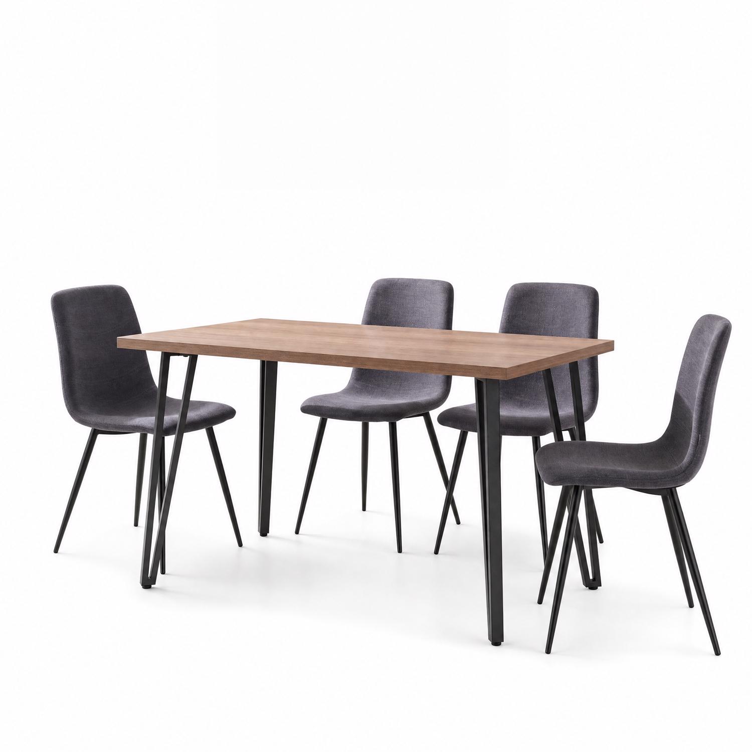 Poppy 120cm x 70cm Natural Oak Dining Table & 4 Evie Grey Dining Chairs - Image 2