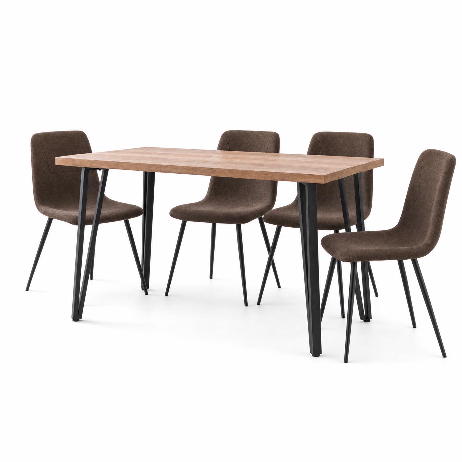 Poppy 120cm x 70cm Natural Oak Dining Table & 4 Esme Dark Brown Dining Chairs - Image 2