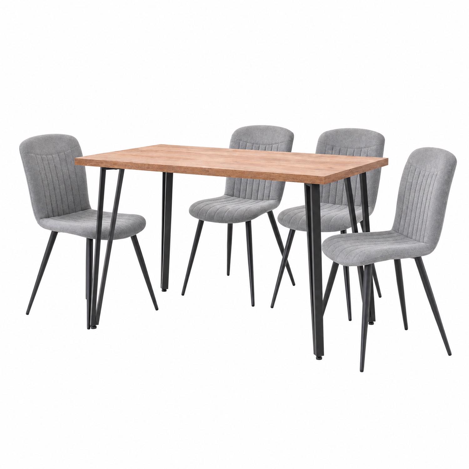 Poppy 120cm x 70cm Natural Oak Dining Table & 4 Grace Grey Clamshell Dining Chairs - Image 2