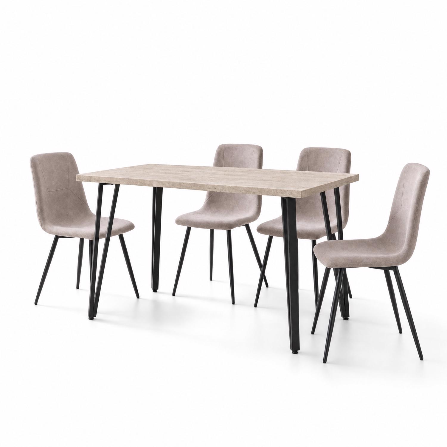 Poppy 120cm x 70cm Travertine Dining Table & 4 Esme Light Brown Dining Chairs - Image 2