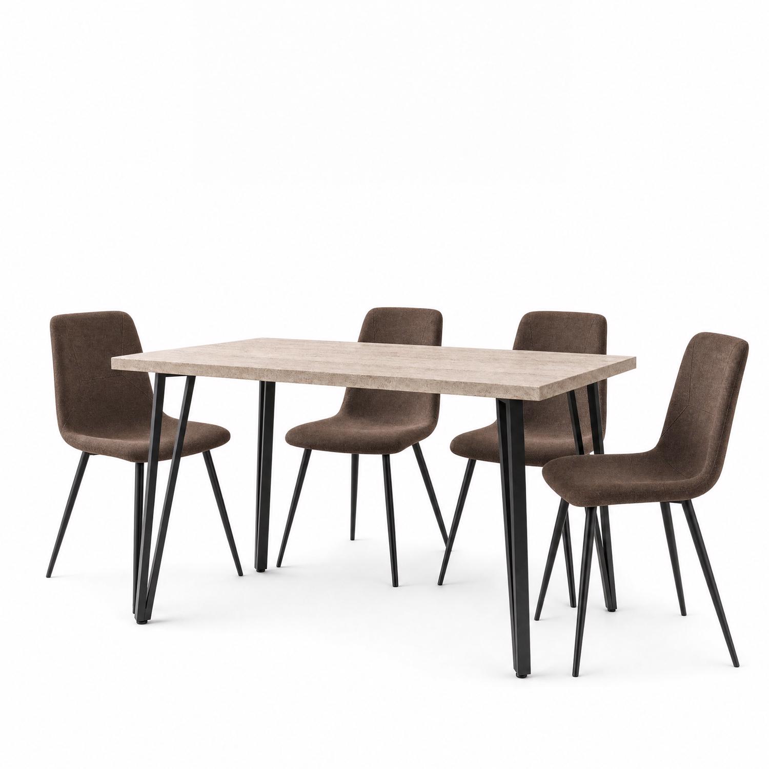 Poppy 120cm x 70cm Travertine Dining Table & 4 Esme Dark Brown Dining Chairs - Image 2