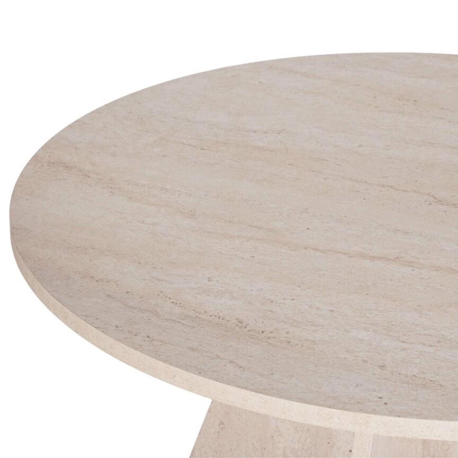 Erin 120cm Round Travertine Dining Table & 4 Amelia Grey Dining Chairs - Image 4