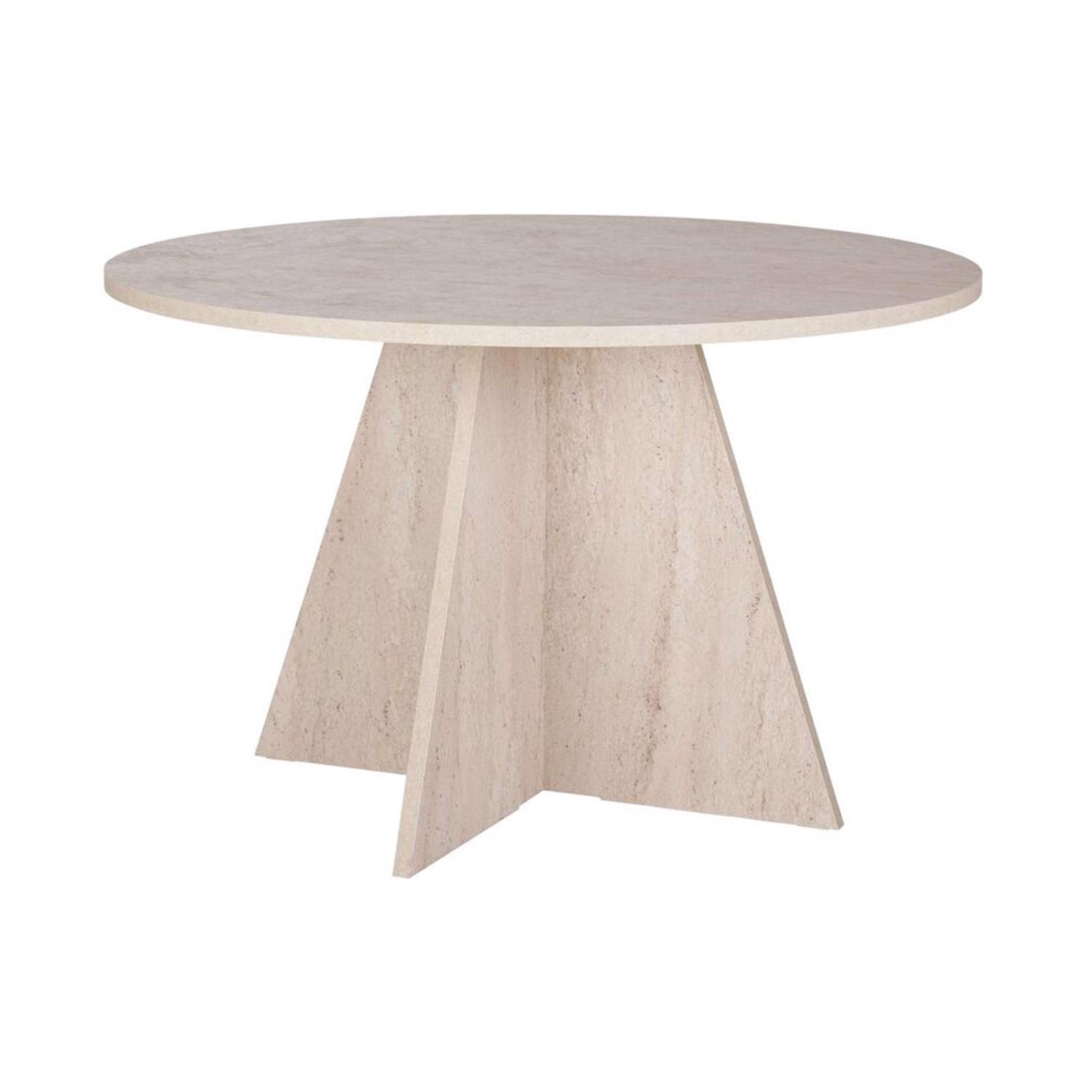 Erin 120cm Round Travertine Dining Table & 4 Amelia Grey Dining Chairs - Image 3