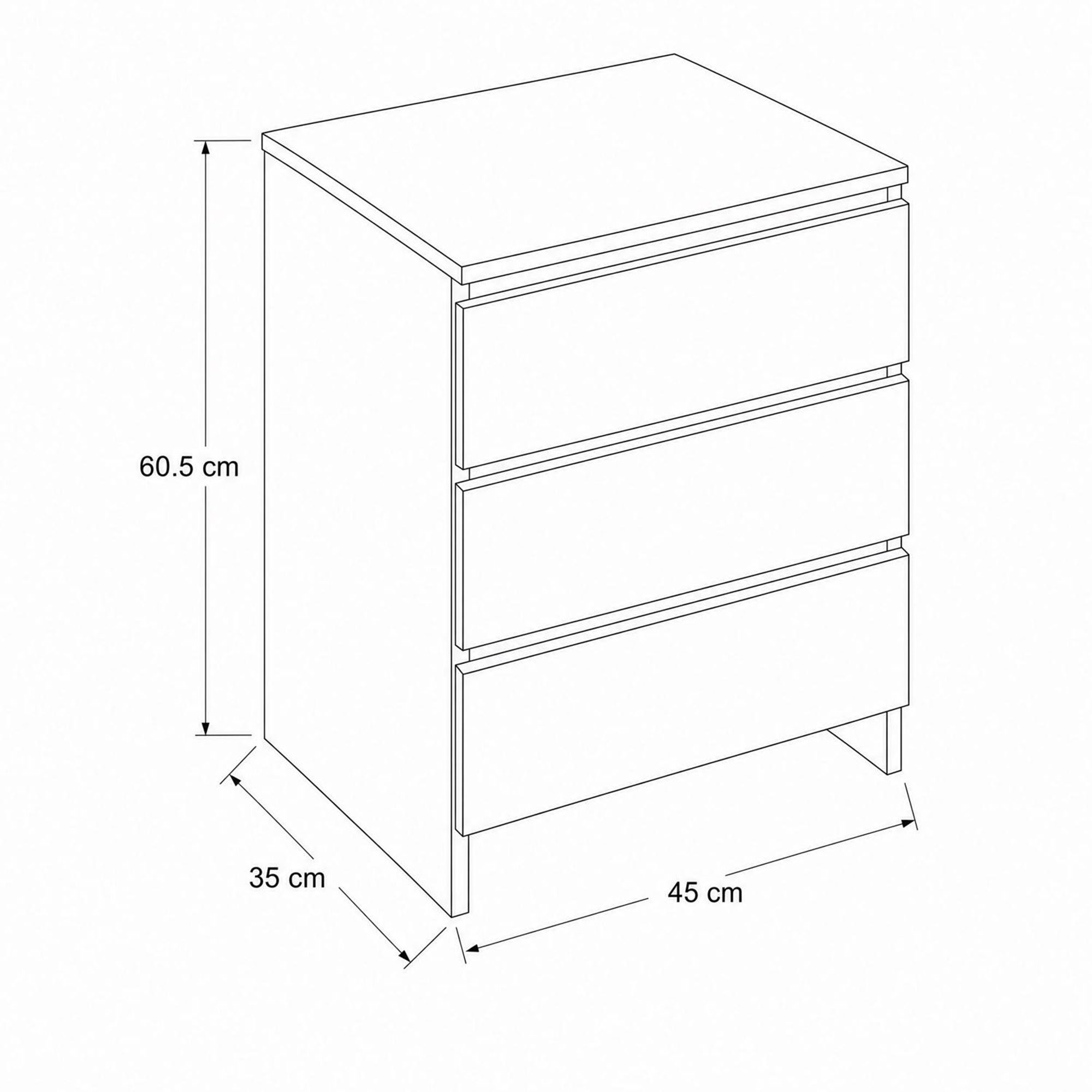 FWStyle Promotional 3 Drawer Chest Of Drawers - White - Image 5