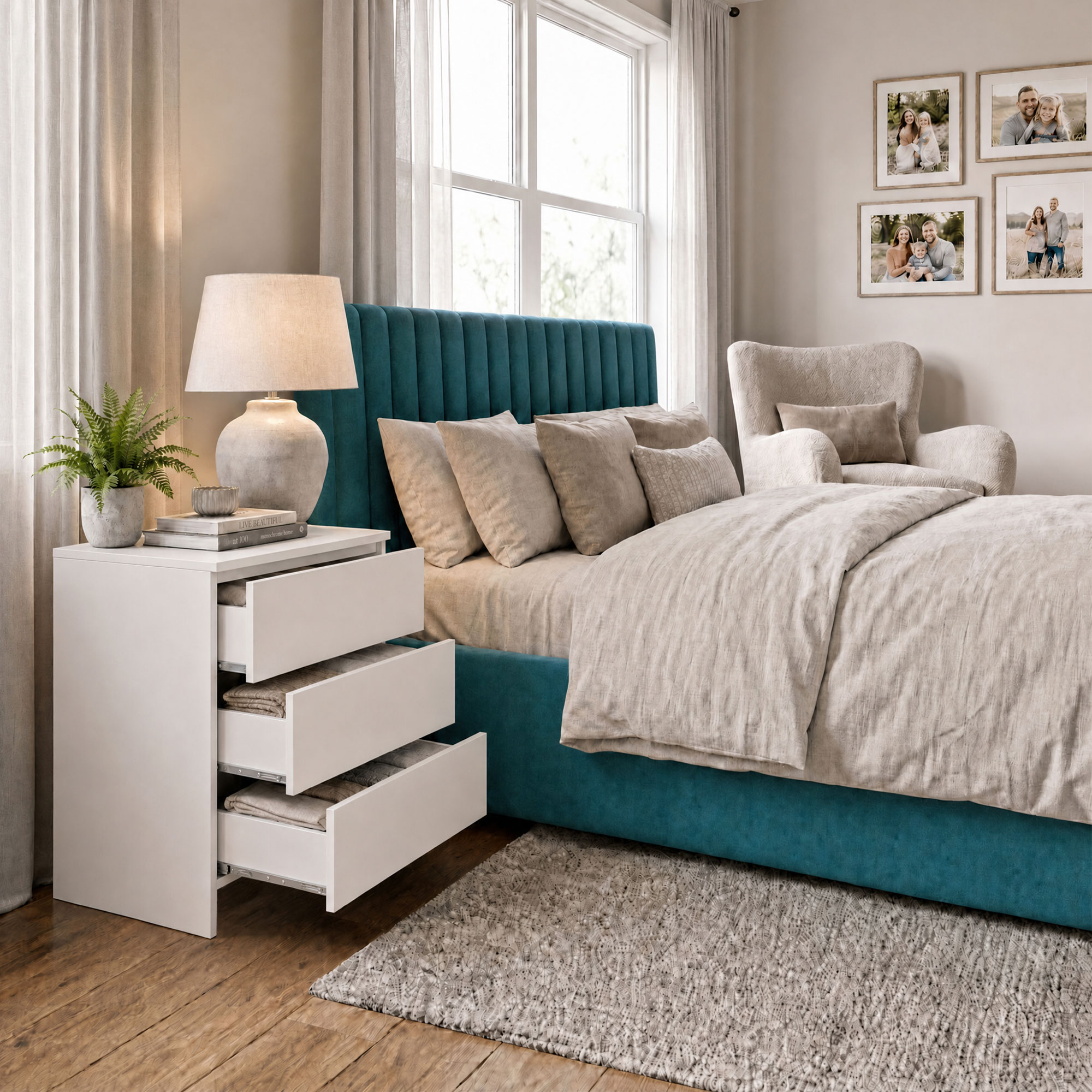 FWStyle Promotional 3 Drawer Chest Of Drawers - White - Image 2