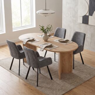 Robyn 180x90cm Oak Dining Table & 4 Amelia Grey Dining Chairs